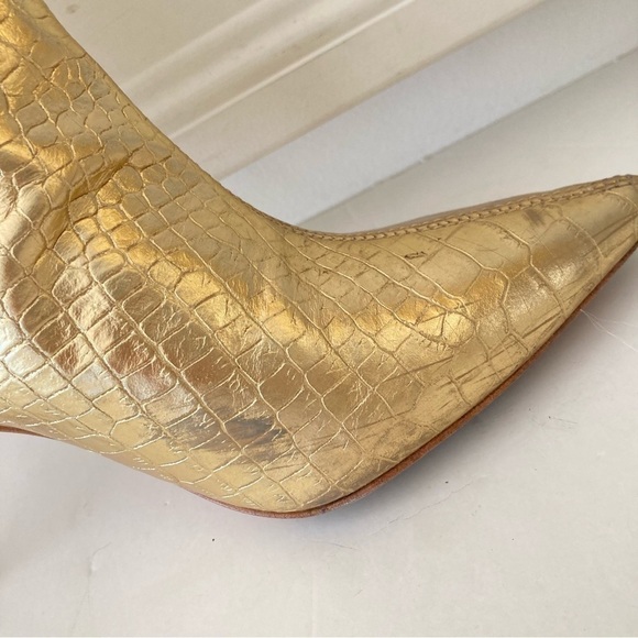 UIB Vicenza Free People Tokyo Tall Gold Metallic Animal Print Boots Sz 7 - Picture 14 of 14